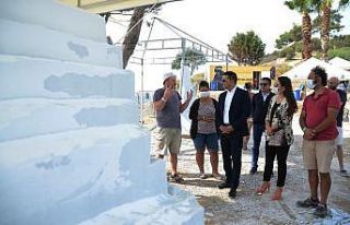 Mermer bloklar antik kentte yeniden hayat buluyor