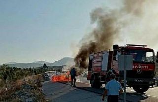 Nallıhan’da korkutan araç yangını