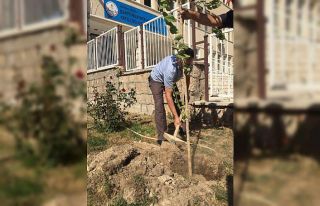 Okul müdürü geleceğe nefes olmak için fidan dikti,...