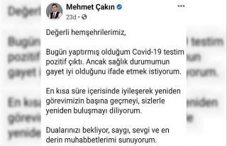 Uşak Belediye Başkanı Mehmet Çakın’ın korona...