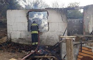 Yangında tek katlı ev küle döndü