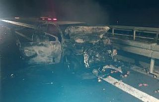 Zincirleme kazada 1 araç yandı