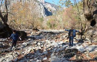 Antalya’da kuraklık nedeniyle Üzümdere Irmağı...