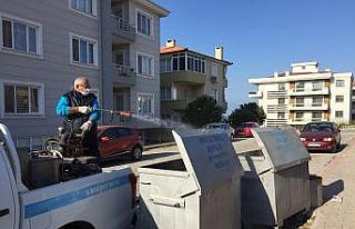 Ayvalık’ta çam ağaçları ve çöp konteynerleri...