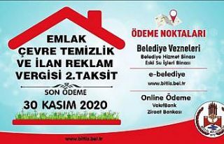Bitlis Belediyesinden emlak ve çevre temizlik vergisi...