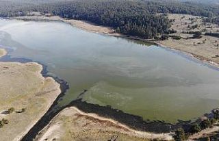 Bolu’da Aladağ Göleti’nin yüzeyi buz tuttu