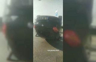 Bursa’da kavşakta virajı alamayan sürücü takla...