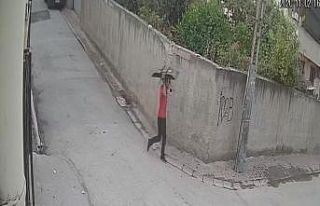 Çaldığı televizyonu başında taşıdı