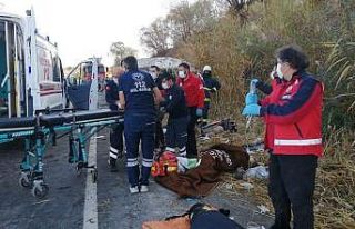 Düzensiz göçmenleri taşıyan minibüs takla attı:...