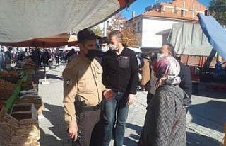 Emet pazarında Korona virüs denetimi