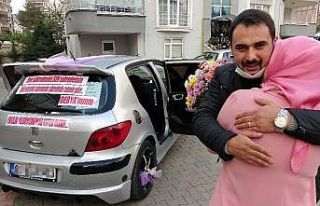 Gelin arabası gibi süsletti, eşine sürpriz yaptı
