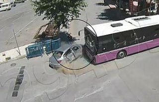 Genç kadın kazadan saniyelerle kurtuldu