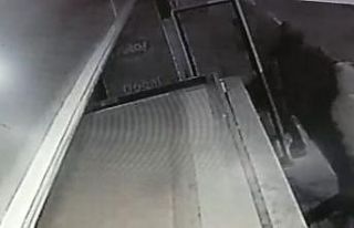 Getirdikleri poşetlerle dükkan önündeki dolabı...