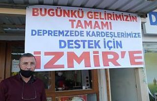 Günlük kazancını depremzedelere bağışladı