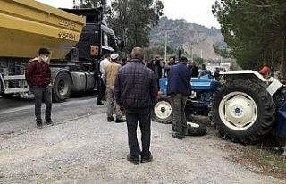 Hafriyat kamyonu traktörü metrelerce sürükledi:...