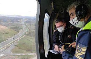 Jandarma, Kuzey Marmara Otoyolu’nu helikopterle...