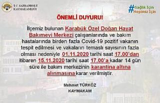 Karabük’te özel bakımevi merkezi karantinaya...