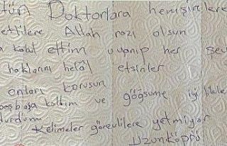 Korona virüs hastasının duygu dolu notu