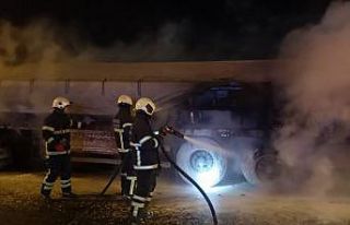 Lastiği patlayınca alev alan tırı yanmaktan itfaiye...