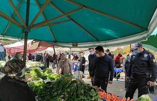 Manyas’ta pazarda yaş ve korona denetimi