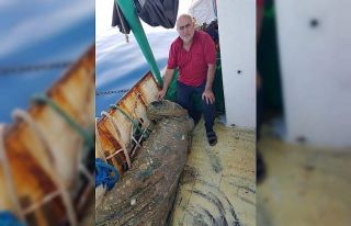 Marmaris açıklarında bulunan heykelin baş kısmı...