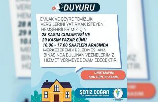 Merkezefendi Belediyesinde vezneler hafta sonu açık...