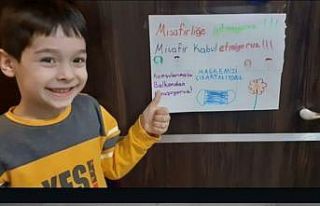 Öğrencilerden Korona virüse karşı resimli misafir...