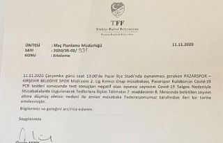 Pazarspor-Kırşehir Belediyespor maçının ertelenmesine...