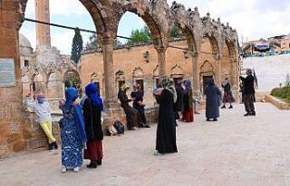 Şanlıurfalılar güneşli havada Balıklıgöl’e...