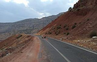 Siirt’te yola düşen dev kaya parçası sürücüleri...