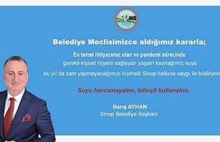 Sinop’ta suya zam yok