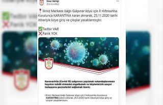 Sivas’ta bir köyde Covid-19 karantinası
