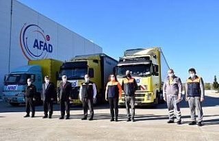 Tekirdağ’dan İzmir’e 3 tır yardım malzemesi