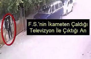 Televizyonu kucağına alıp kaçan hırsız yakalandı