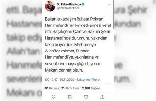 Ticaret Bakanı Ruhsar Pekcan’ın annesi vefat etti