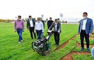Yeşilyurt Belediyesi, rulo çimlerini kendi üretiyor