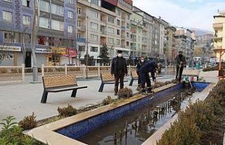 Belediye süs havuzunda kış bakımı