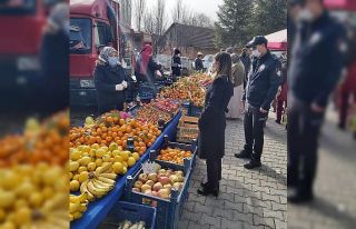 Çavdarhisar pazarında Korona virüs denetimi