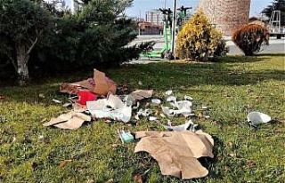 Çöp kovası varken yere atmayı seçtiler