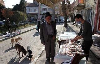 Duyarlı esnaf, pazarda sokak hayvanları için meyve...