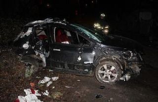 Hakimiyetini kaybeden araç elektrik direğine çarptı:...
