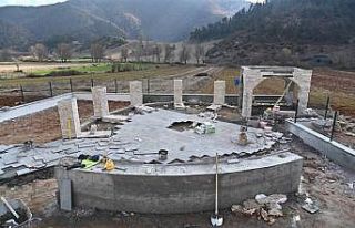 Karacaoğlan’a saz şeklinde anıt mezar