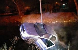 Nehre düşen otomobilden son anda kurtarıldı