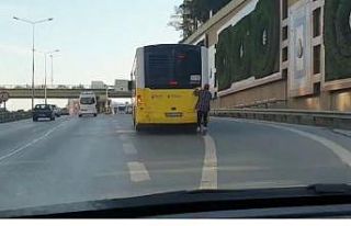 (Özel) 70 kilometre hızla paten yolculuğu kamerada