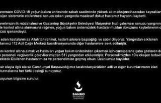 Sanko Üniversitesi Hastanesi’nden başsağlığı...