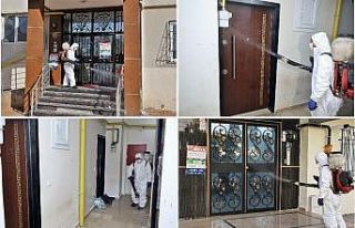 Şehitkamil’de covid vakası görülen binalar dezenfekte...