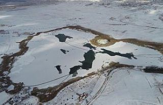 Sıcaklık eksi 10’a düştü, Hafik gölü dondu