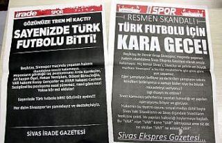 Sivas’ta yerel gazeteler spor sayfalarını kararttı!