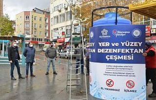 Sokaklarda dev dezenfektan çeşmeleri