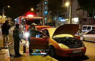 Araç yangını büyük panik oluşturdu